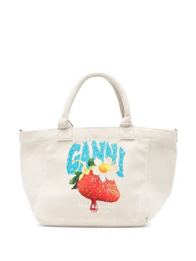 Ganni Graphic-print Tote Bag In Zxv