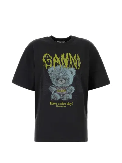 Ganni Forest Teddy Graphic Relaxed Unisex T-shirt In Gray