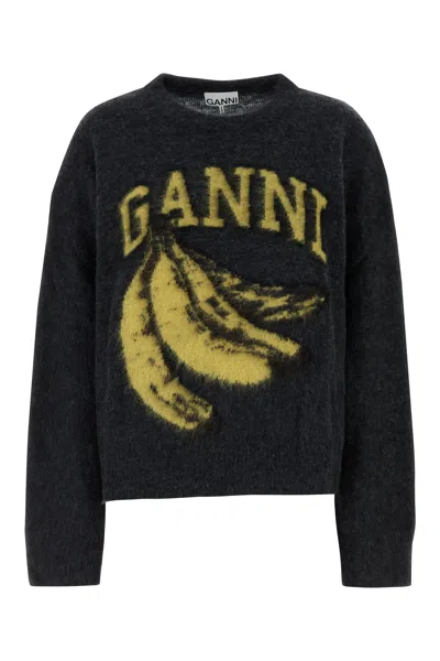 Ganni Graphite Alpaca Blend Sweater In Gray
