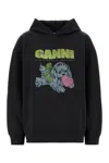 Ganni Graphite Cotton Sweatshirt In Black
