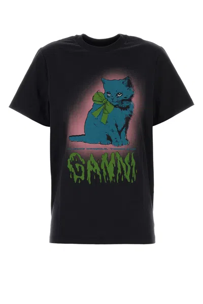 GANNI GRAPHITE COTTON T-SHIRT