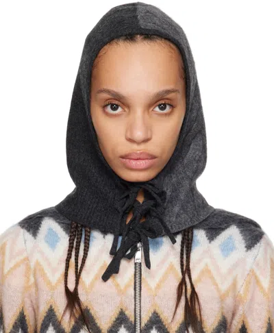 Ganni Gray Cashmere Mix Balaclava In 252 Phantom