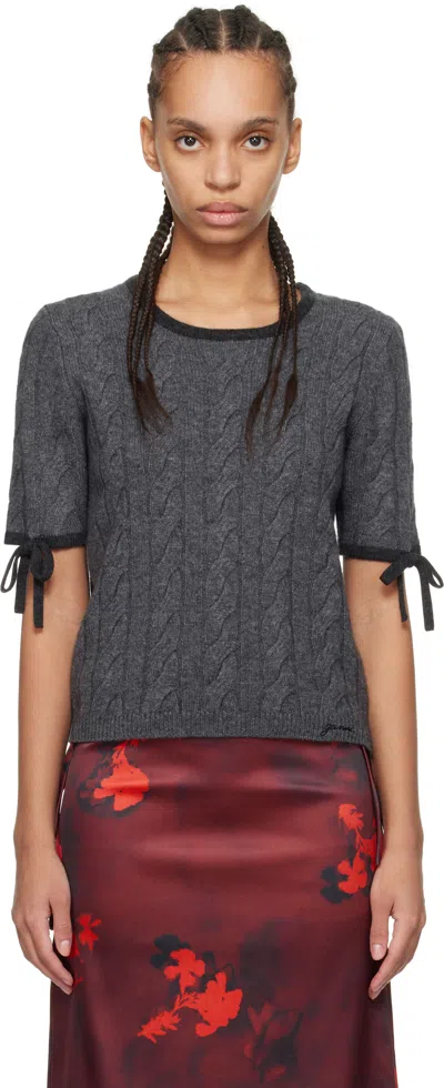 Ganni Gray Cashmere Mix T-shirt In 252 Phantom