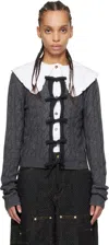 Ganni Gray Cashmere Mix Tie String Cardigan In 252 Phantom