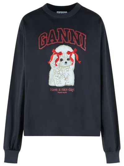 Ganni Poodle Long-sleeved Sweatshirt In Blue