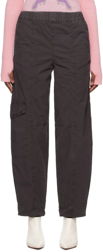 Ganni Gray Curve Trousers In 252 Phantom