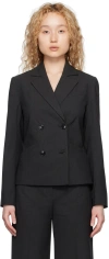 Ganni Gray Drapey Blazer In 252 Phantom