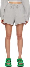 Ganni Embroidered-logo Drawstring Shorts In 921 Paloma Melange