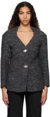 Ganni Fitted Wool Blazer In 252 Phantom