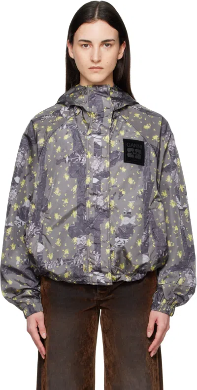 Ganni Lightweight Jacket With Unique Stamp Design For Women In Multi