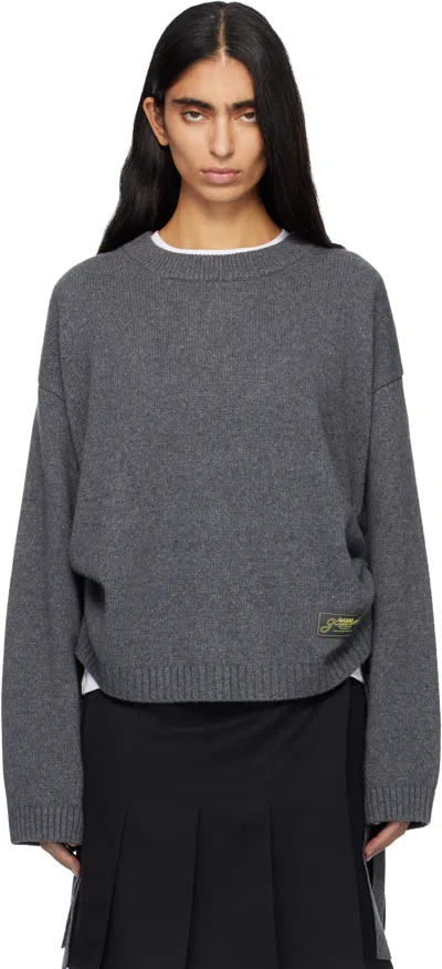 Ganni Gray Future Wool Mix Oversized Sweater