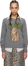 Ganni Bunny Wool Crewneck Sweater In 523 Frost Gray