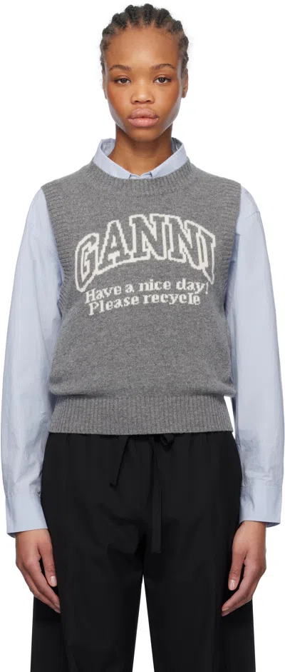 GANNI GRAY GRAPHIC VEST
