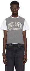 Ganni Gray Graphic Vest In Frost Gray