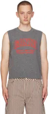 Ganni Gray Graphic Vest In Frost Gray