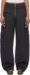 Ganni Gray Heavy Fleece Cargo Lounge Pants In 252 Phantom