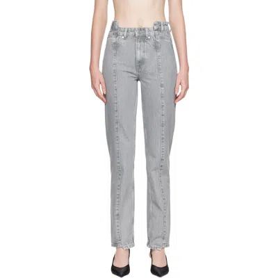Ganni Gray Rigid Denim Fold Jeans