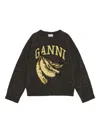 Ganni Jersey With Banana And Logo In Black