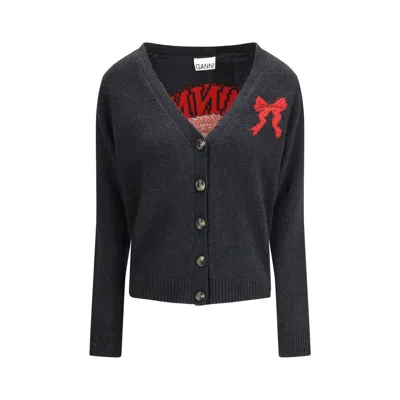 Ganni Women Wool-blend Cardigan In Gray