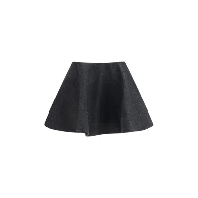 Ganni Gray Wool Oves Aries Midi Skirt