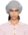 GANNI GRAY WOOL RIB KNIT BERET