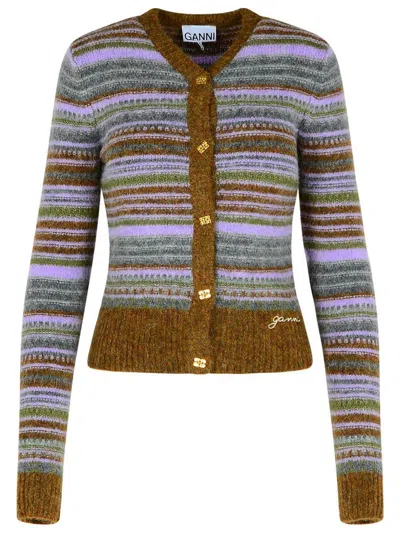 GANNI GANNI GREEN ALPACA BLEND CARDIGAN