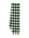 Ganni Reversible Wool Scarf Check Pattern In Green