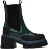 Ganni Cleated Chelsea Boots In Olive Leather In 844 Posy Green