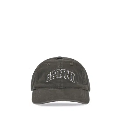 Ganni Green Cotton Cap (baseball Hat)