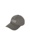 GANNI GREEN COTTON GABARDINE BASEBALL CAP WITH EMBROIDERED LETTERING LOGO ON FRONT