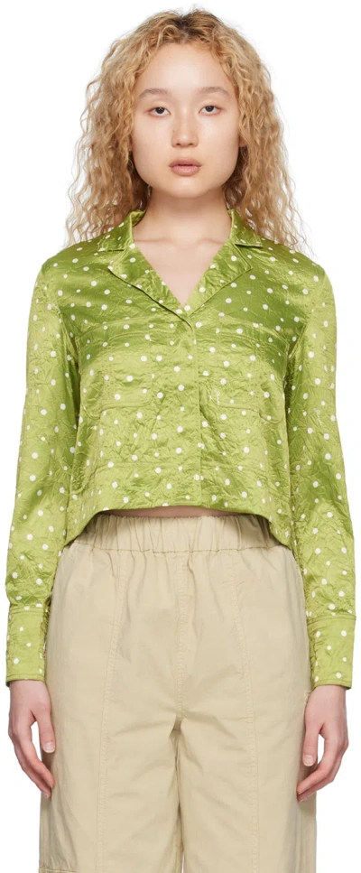 Ganni Green Crinkled Shirt