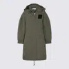 Ganni Military Green Nylon Down Jacket In Brown