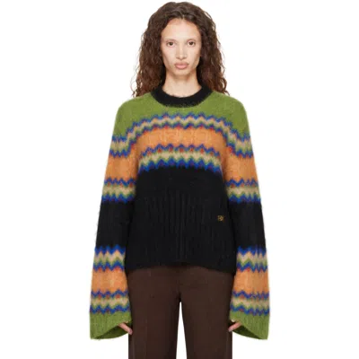 Ganni Green Fairisle Alpaca Sweater In Multi