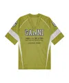 Ganni Green Future Mesh Oversized T-shirt In Green