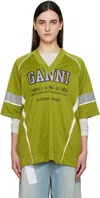 Ganni Green Future Mesh Oversized T-shirt In 324 Golden Cypress