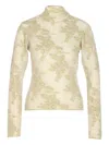 Ganni Womens Olive Night Flower Mock-neck Knitted Jumper In Neutral