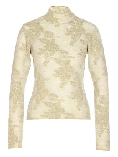 GANNI GREEN HIGH-NECK SWEATER