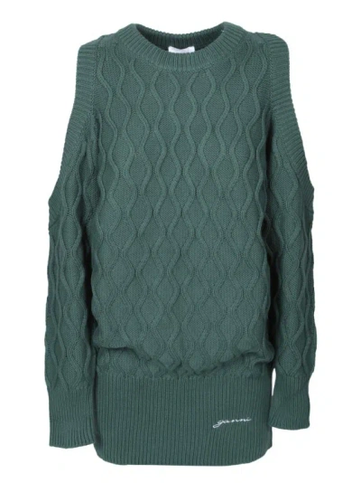 Ganni Green Knit Jumper In Grey
