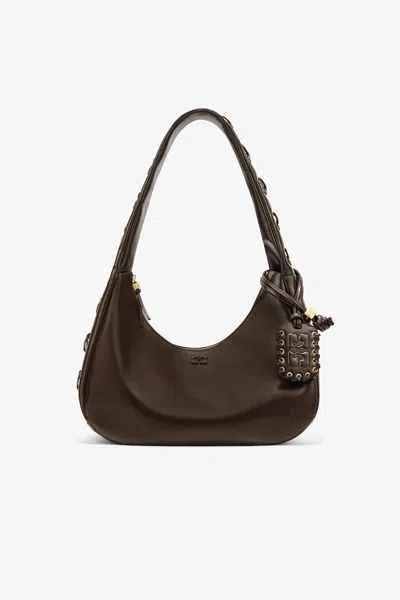 Ganni Green Medium Laces Hobo Bag