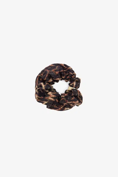 Ganni Green Metallic Printed Scrunchie