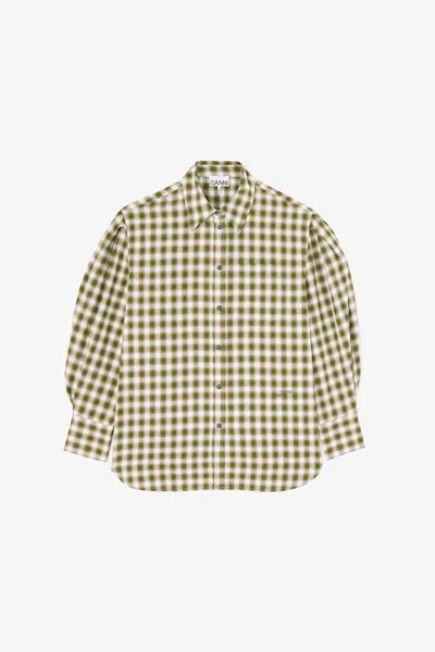 Ganni Shirt In Light Check Flannel In Multi
