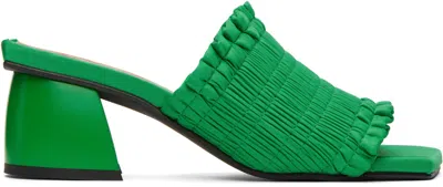 Ganni Green Smock Mules In 801 Kelly Green