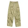 Ganni Womens Boa Elasticated Patch-pocket Shell Trousers In Green