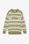 Ganni Green Wool Pullover - Size S Organic In Green