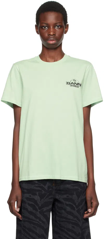 GANNI GREEN 'WORLD' T-SHIRT