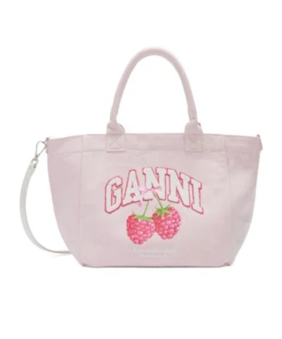Ganni Gret Medium Trapezoid Tote Bag In Pink