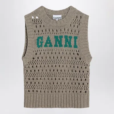 GANNI GANNI PERFORATED VEST WITH LOGO INLAY
