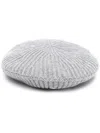Ganni Wool Blend Ribbed Knitted Hat In Grey