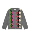 Ganni Womens Paloma Melange Rhombus-print Round-neck Wool And Cashmere Cardigan