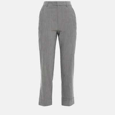 Pre-owned Ganni Grey Crepe Tapered Pants M (eu 38)